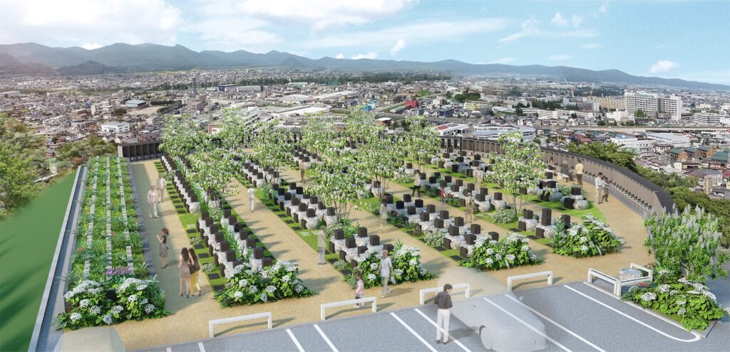 山形霊園 天空庭園特別区（建築環境学科　渋谷 達郎教授 設計）の開園式典が執り行われました。