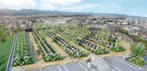 山形霊園 天空庭園特別区（建築環境学科　渋谷 達郎教授 設計）の開園式典が執り行われました。